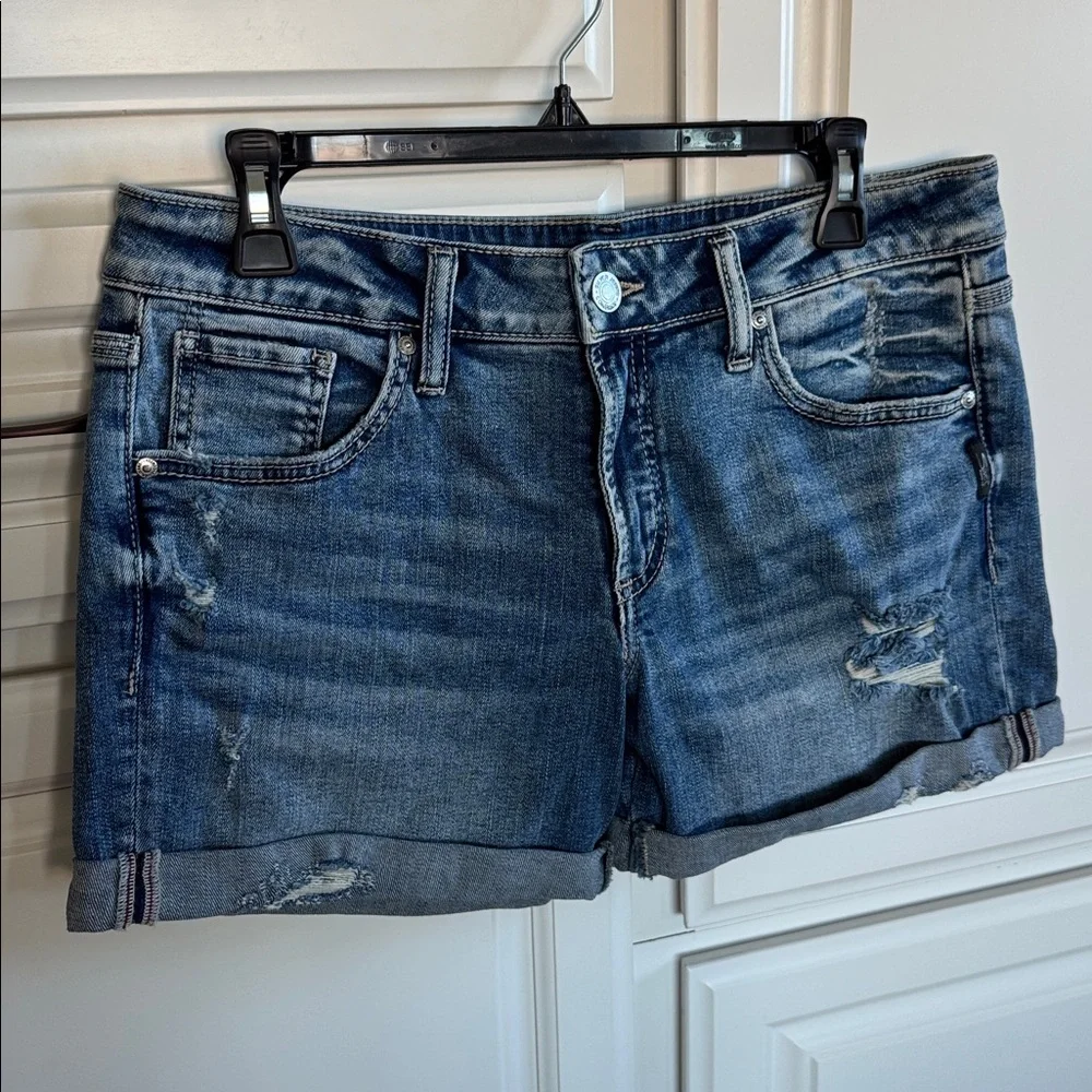 Silver Jeans Distressed Blue Jean Shorts